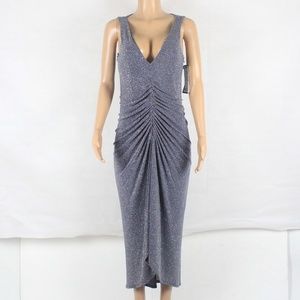 Vince Camuto Silver Metalic Ruched Dress